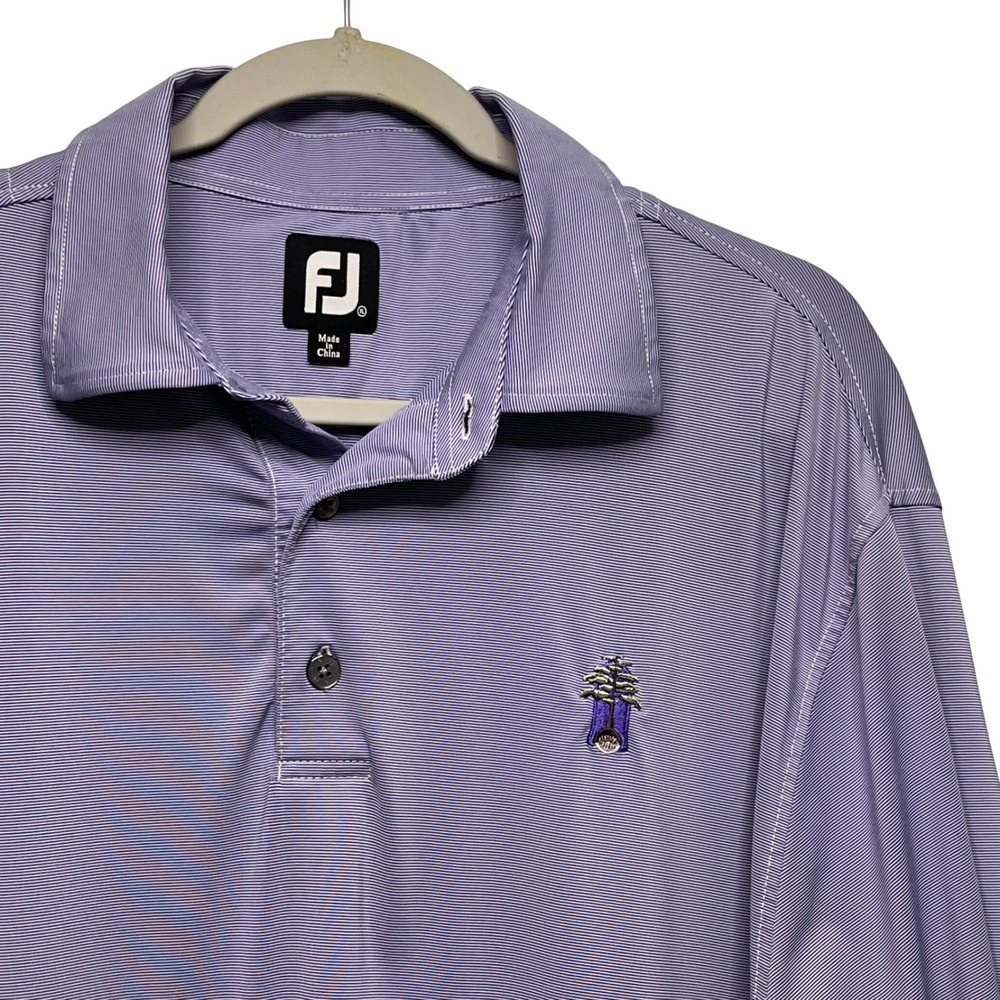 FootJoy Mens Purple Micro Stripe Performance Golf Polo Shirt FJ Logo XL